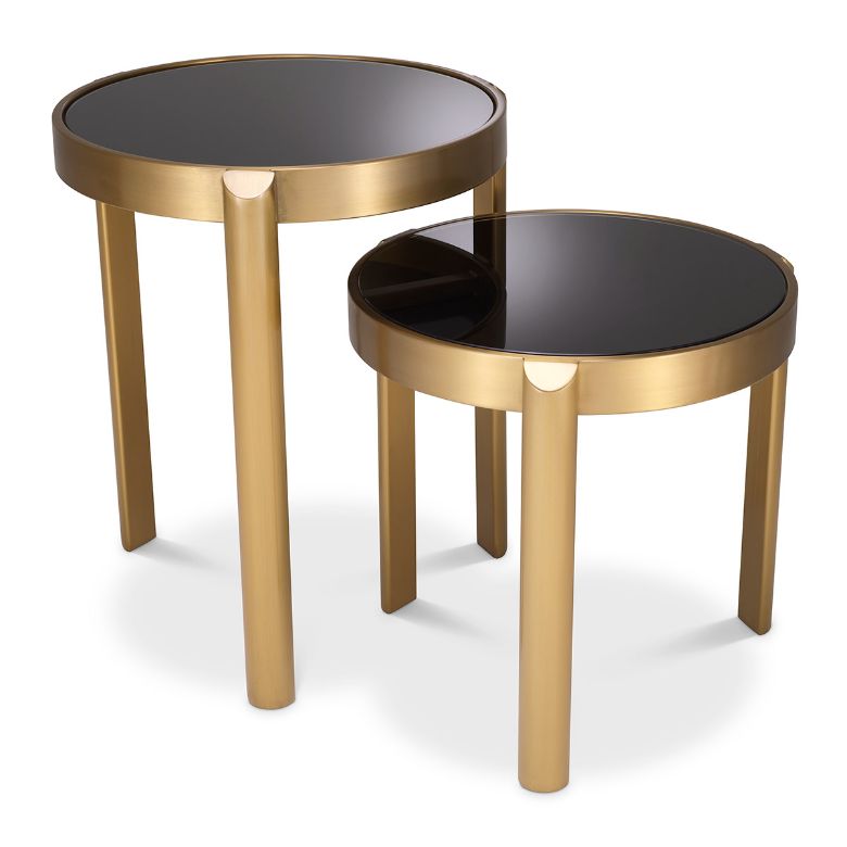 Buena Side Table Set of 2 Brass/Glass 45.5 cm Buena Side Table Set of 2 Brass/Glass 45.5 cm