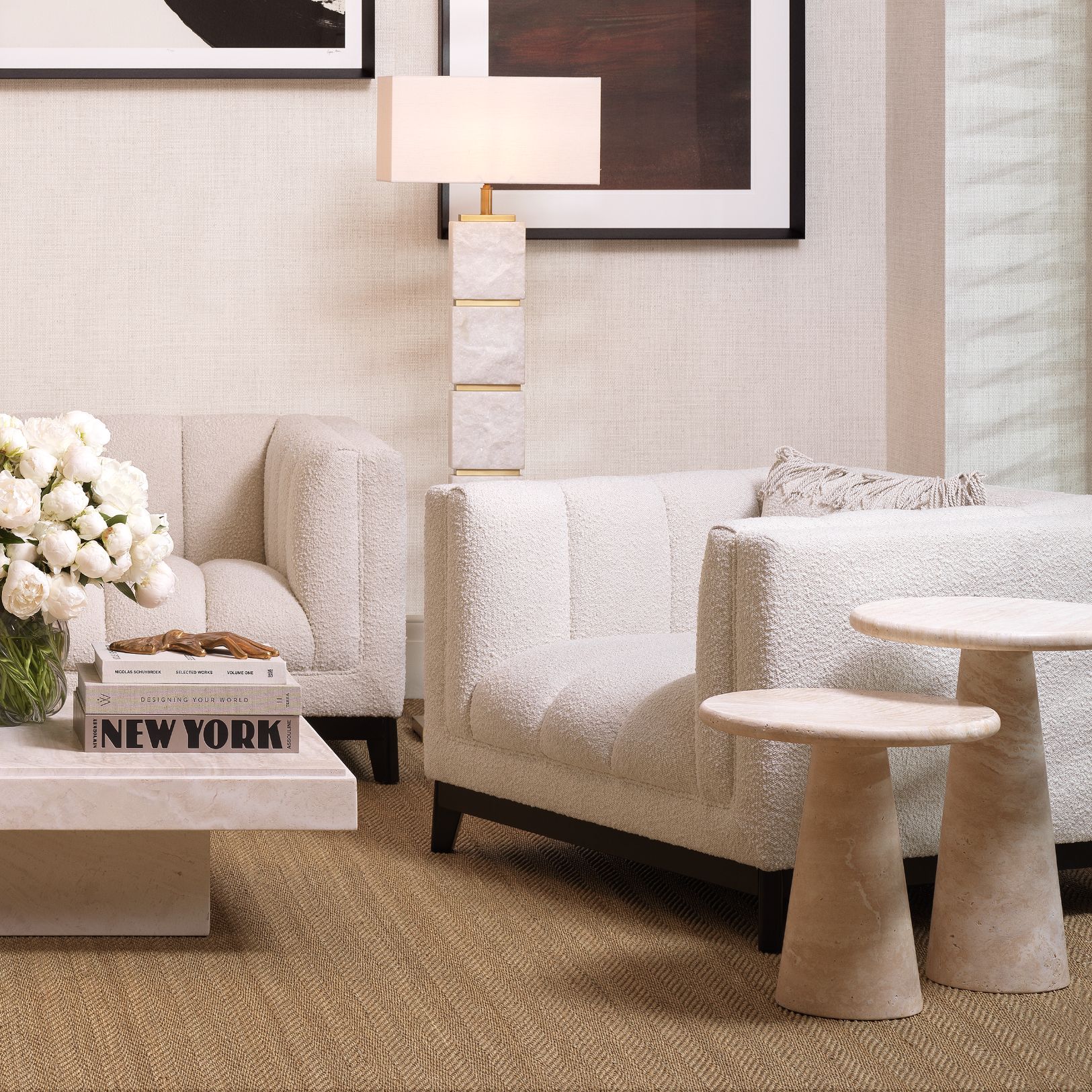 Adriana L Side Table Travertine 45 cm Adriana L Side Table Travertine 45 cm