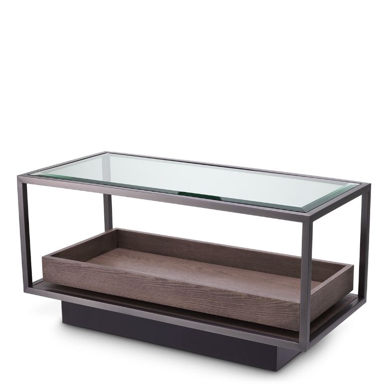 Roxton Side Table Bronze/Glass 90 cm