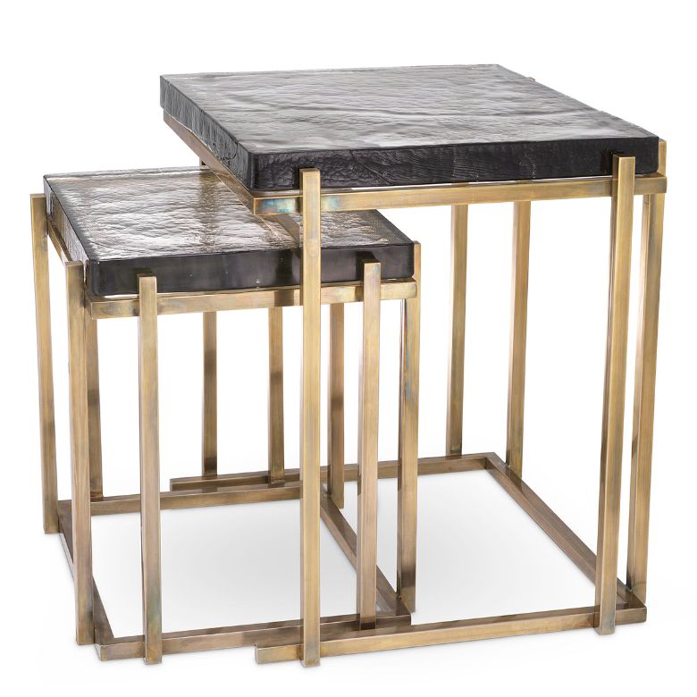 Niemeyer Side Table Set of 2 Brass/Glass 62.5 cm Niemeyer Side Table Set of 2 Brass/Glass 62.5 cm