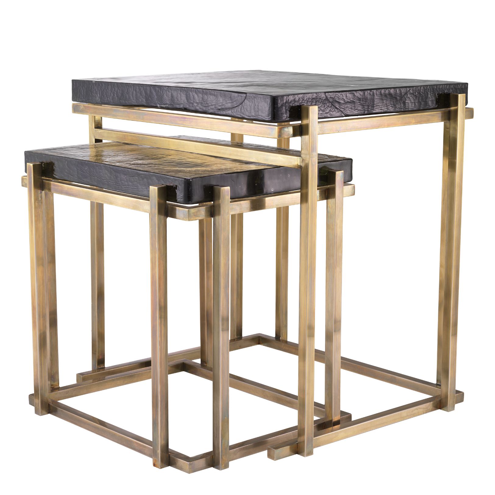 Niemeyer Side Table Set of 2 Brass/Glass 62.5 cm Niemeyer Side Table Set of 2 Brass/Glass 62.5 cm