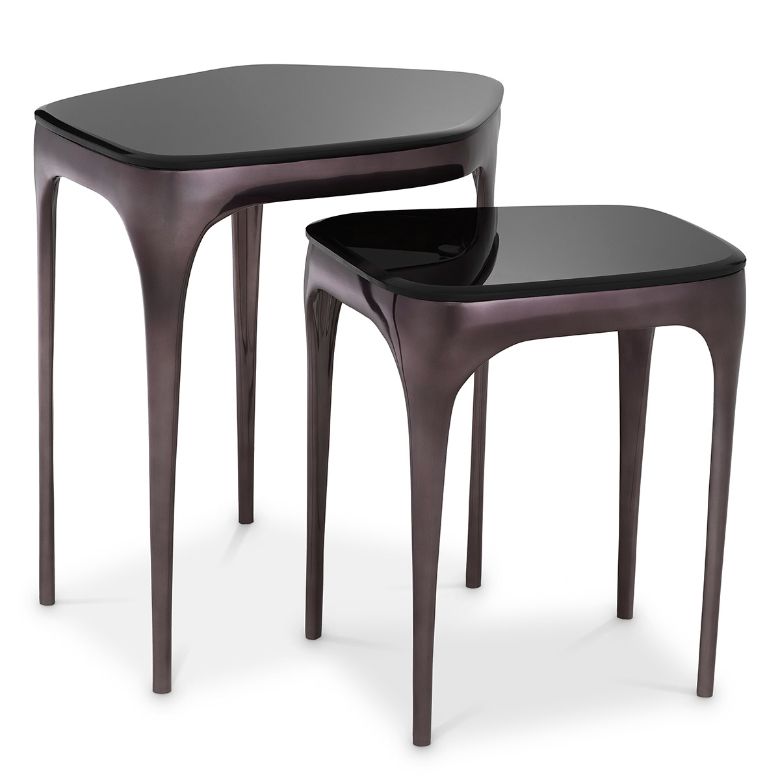 Deacon Side Table Set of 2 Nickel/Glass 62.5 cm Deacon Side Table Set of 2 Nickel/Glass 62.5 cm