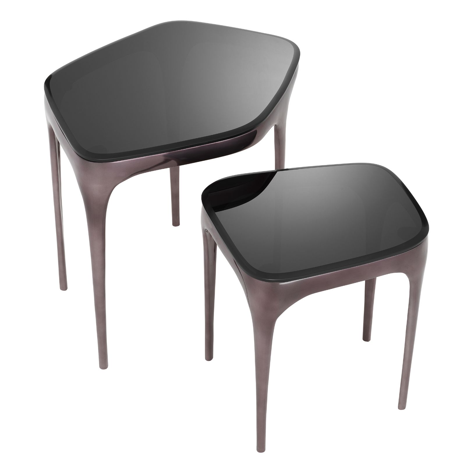 Deacon Side Table Set of 2 Nickel/Glass 62.5 cm Deacon Side Table Set of 2 Nickel/Glass 62.5 cm