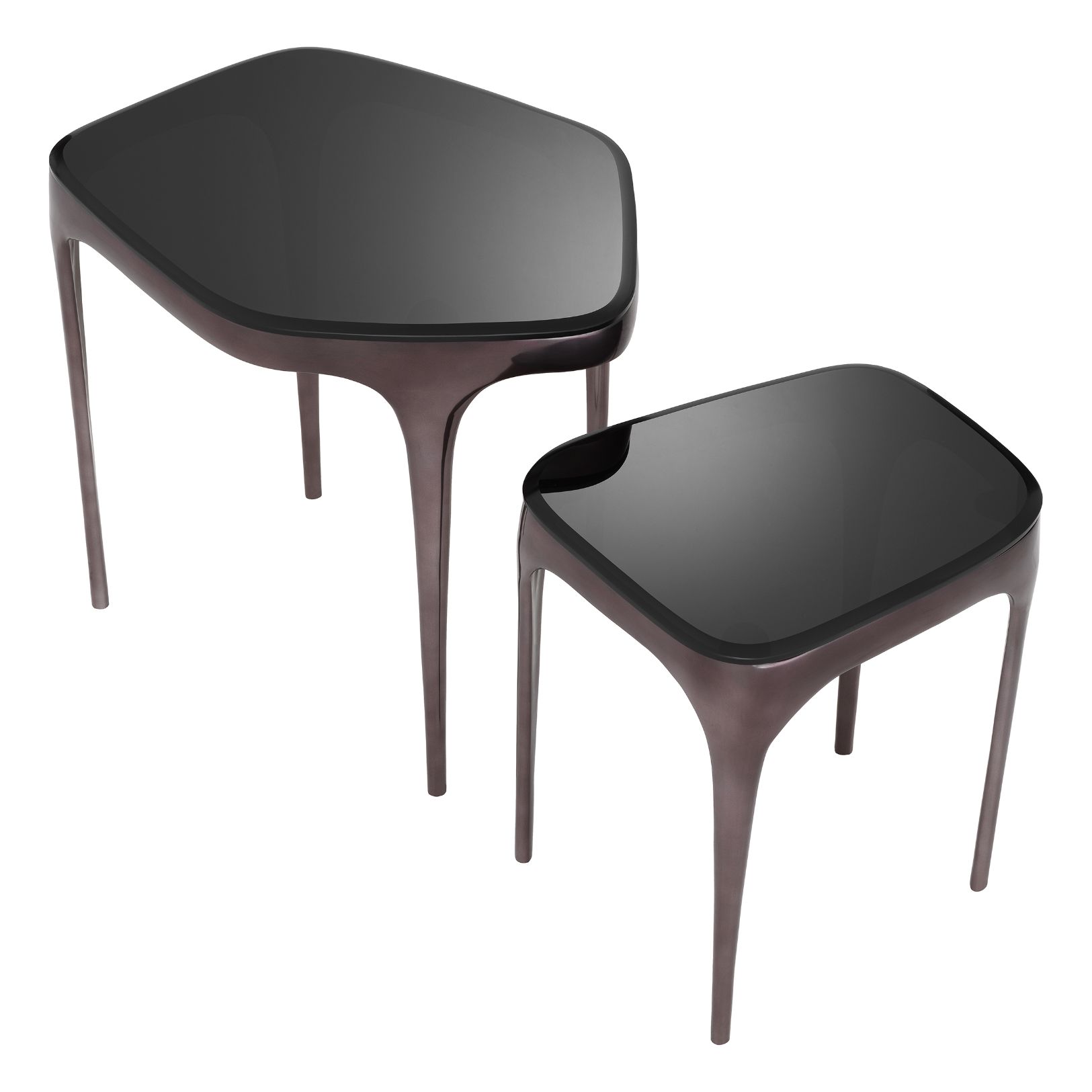 Deacon Side Table Set of 2 Nickel/Glass 62.5 cm Deacon Side Table Set of 2 Nickel/Glass 62.5 cm