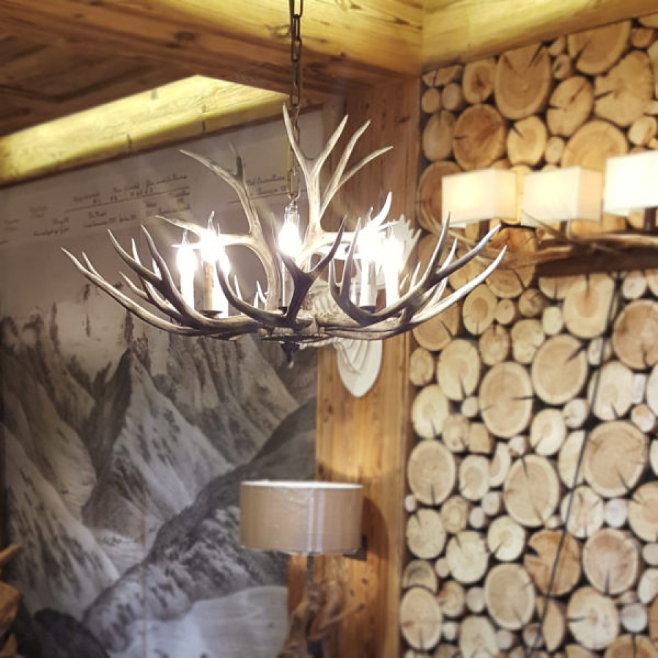 Chalet Renhorn Chandelier 8-Candle 91cm Ideal-Lux Chalet Renhorn Chandelier 8-Candle 91cm