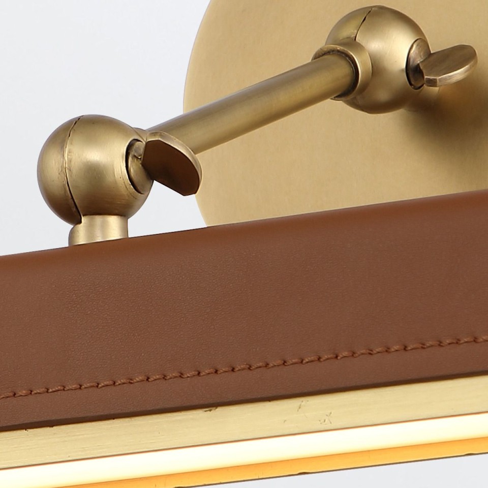 Valise Small LED tavelbelysning vintage mässing/cognac-läder 30,5 cm