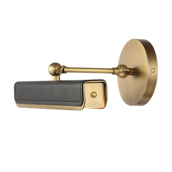 Valise liten LED tavelbslysning vintage mässing/ läder 30,5 cm