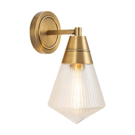 Willard 1-ljus vägglampa vintage mässing/klar 29,5 cm