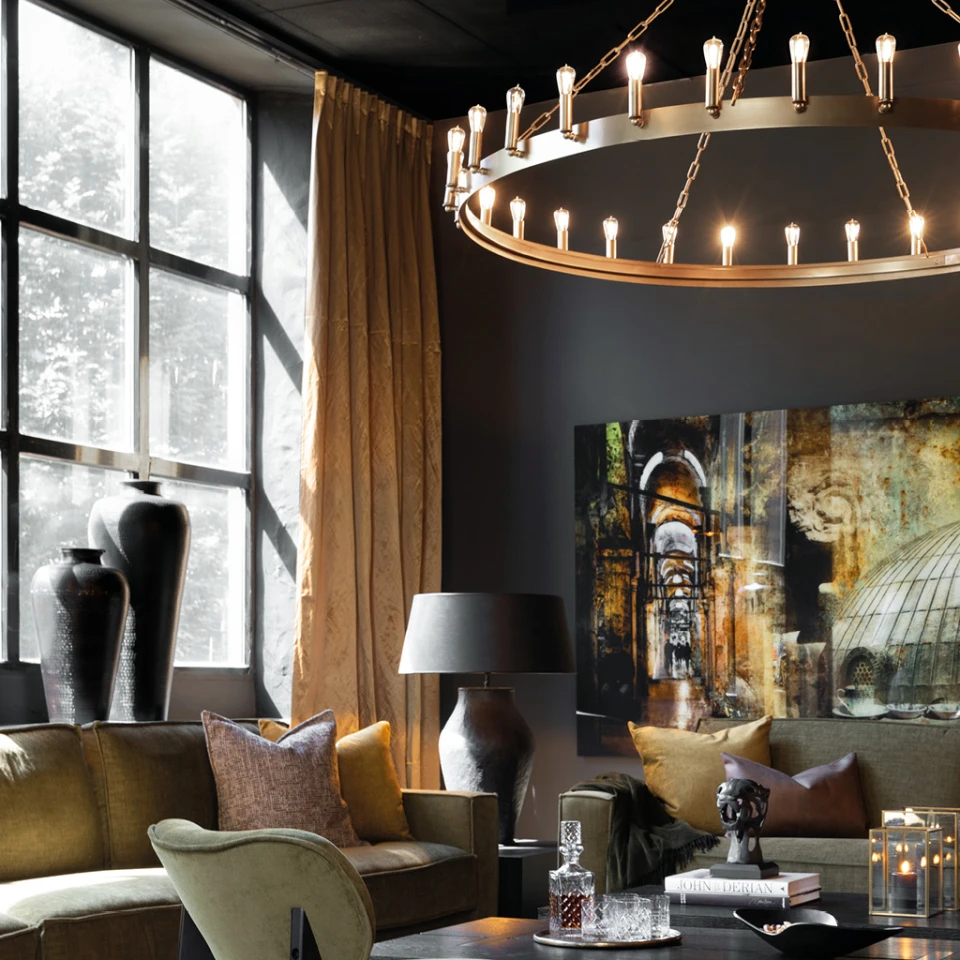 Crown Pendant Bronze ceiling lamp 165 cm diamter.
