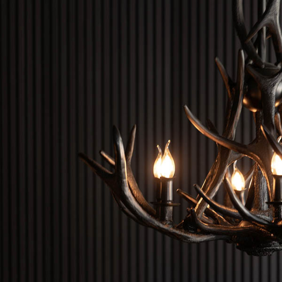 Antler takkrona svart 68 cm