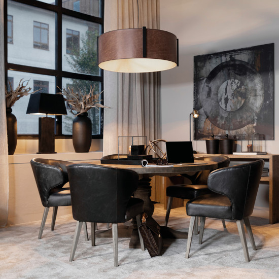 Calgary Ceiling Light Brown Leather 82cm Artwood