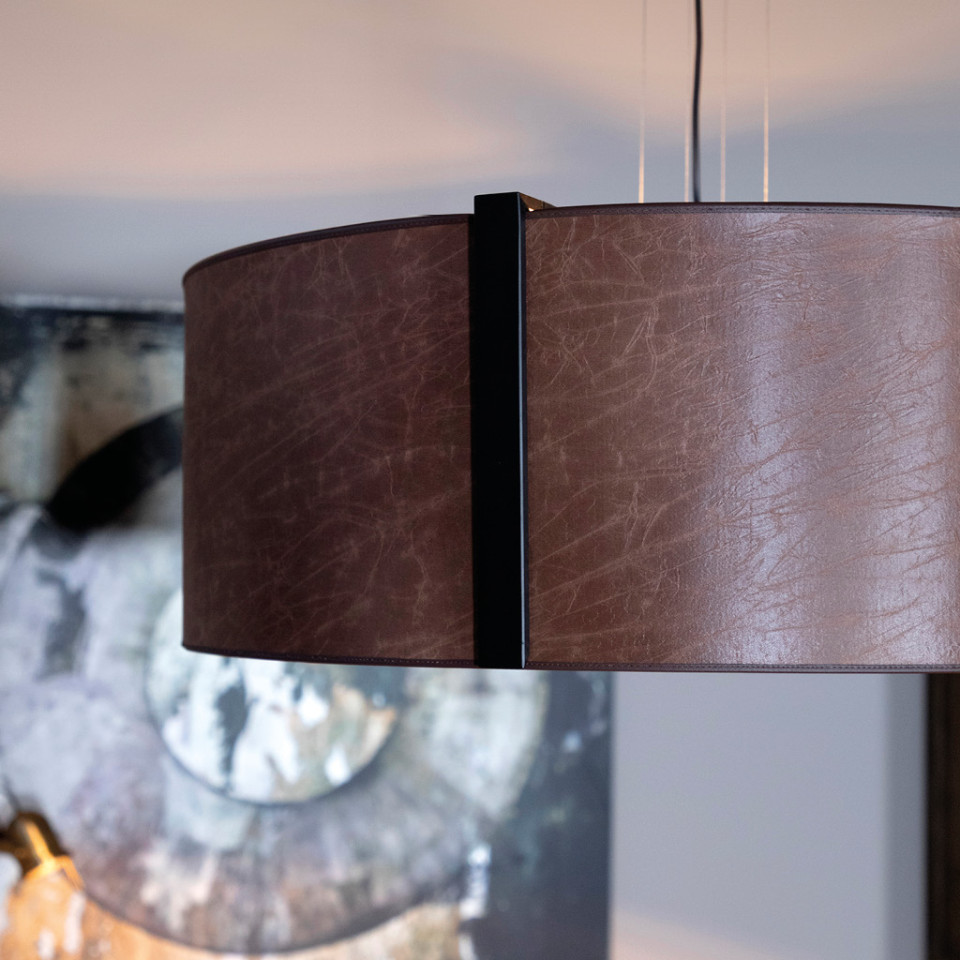 Calgary Ceiling Light Brown Leather 82cm Artwood