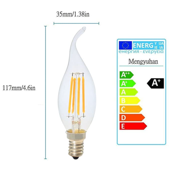 LED E14 candle top light bulbs.