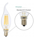 LED-Lampa E14 Dimbar Böjd topp Filament