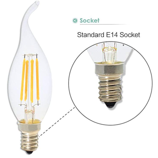 LED E14 candle top light bulbs.