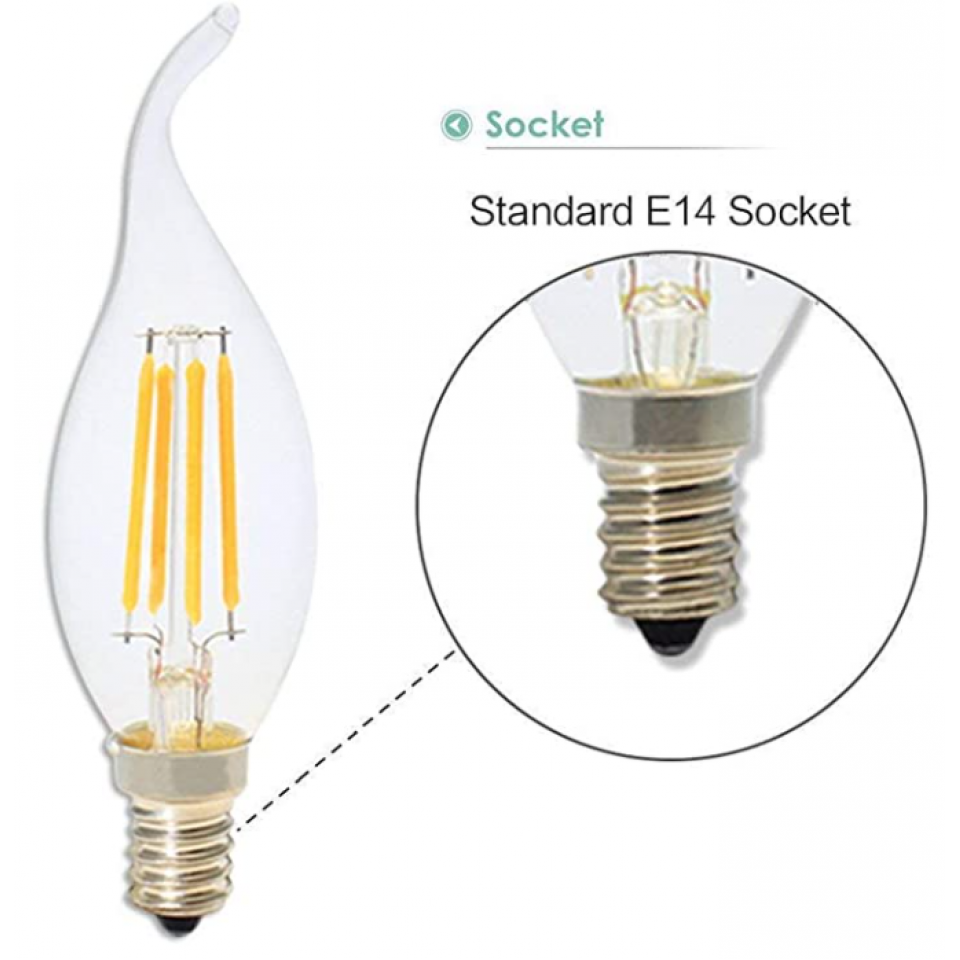 LED-Lampa E14 Dimbar Böjd topp Filament