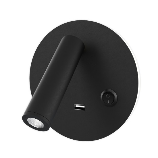 Bergdala USB hotell vägglampa svart 14cm