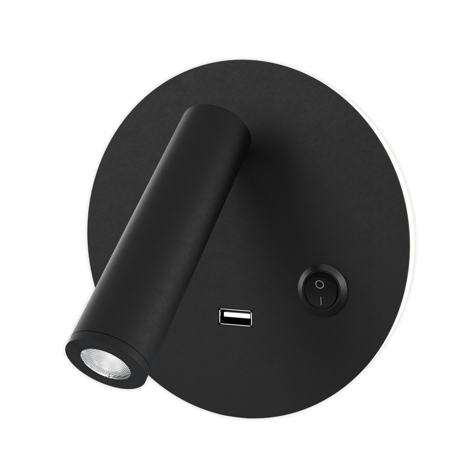 Bergdala USB hotel wall light black 14cm Bergdala USB hotel wall light black 14cm