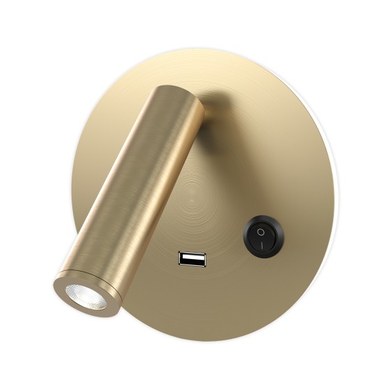 Bergdala USB hotell vägglampa mässing 14cm