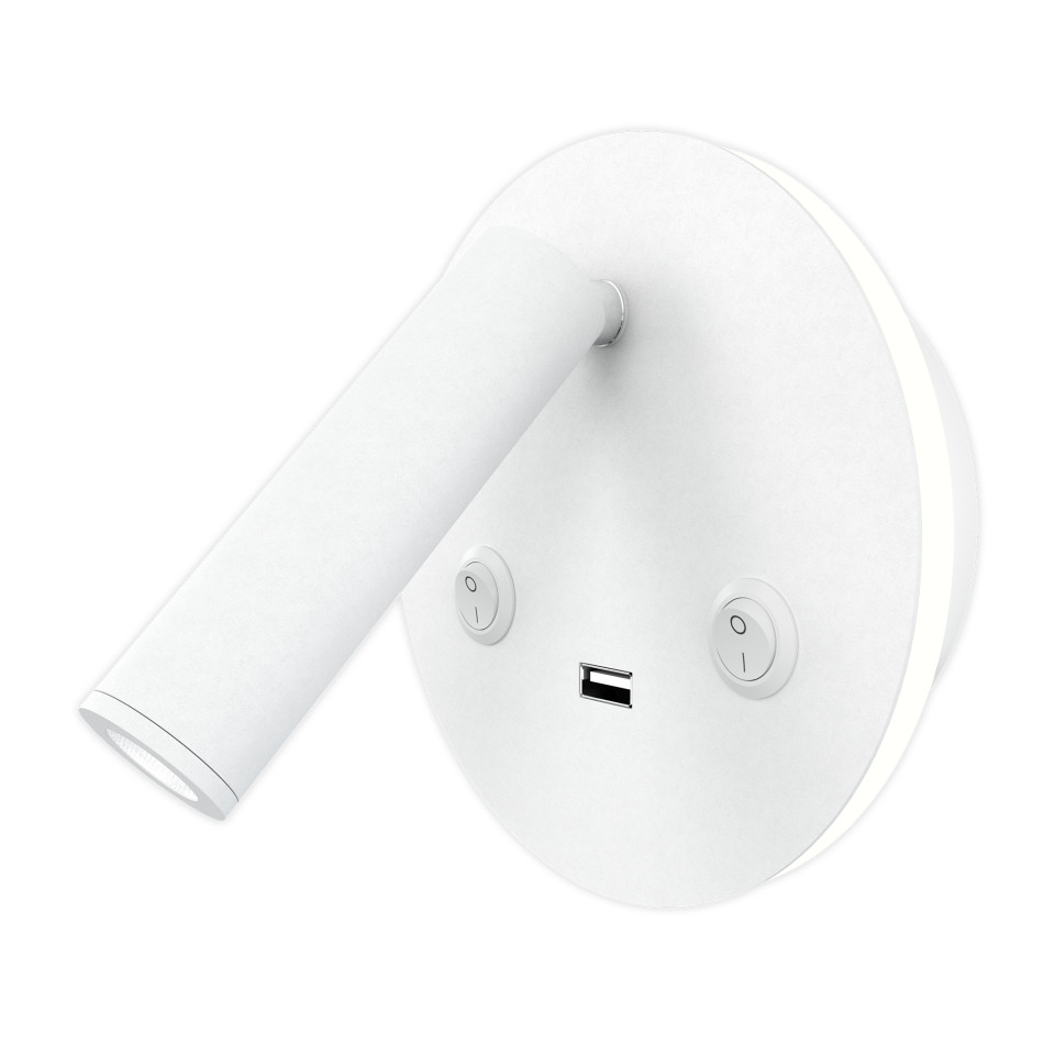 Bergdala USB hotel wall light white 14cm Bergdala USB hotel wall light white 14cm