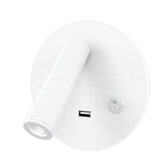 Bergdala USB hotell vägglampa vit 14cm