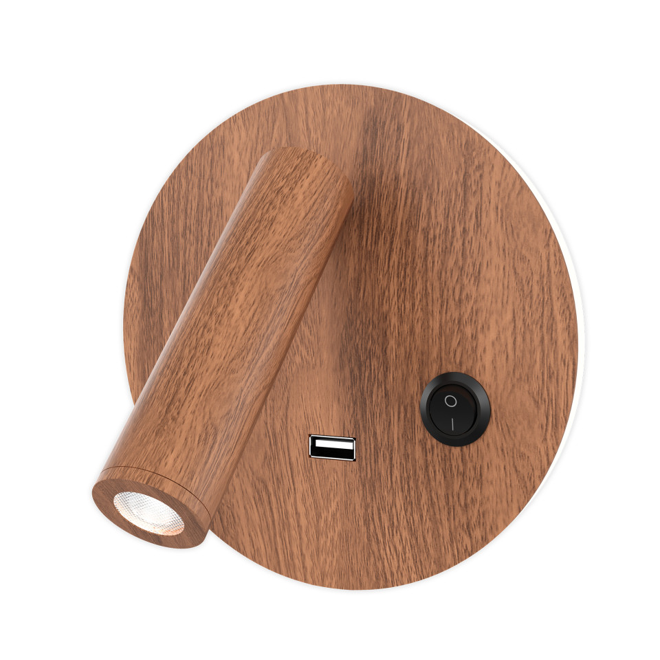 Bergdala USB hotel wall light wood 14cm Bergdala USB hotel wall light wood 14cm