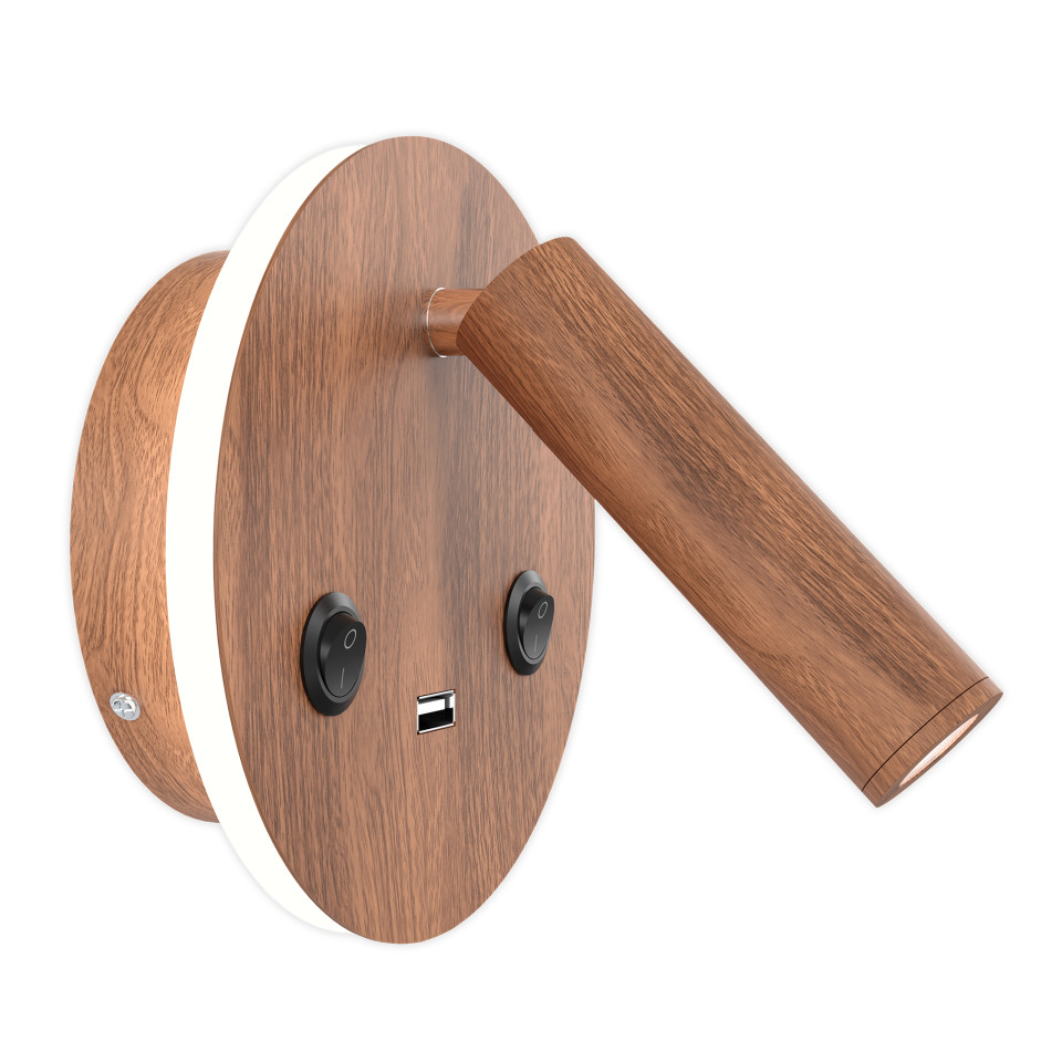 Bergdala USB hotel wall light wood 14cm Bergdala USB hotel wall light wood 14cm