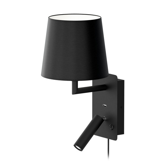 Dalhem USB hotell vägglampa svart 34cm