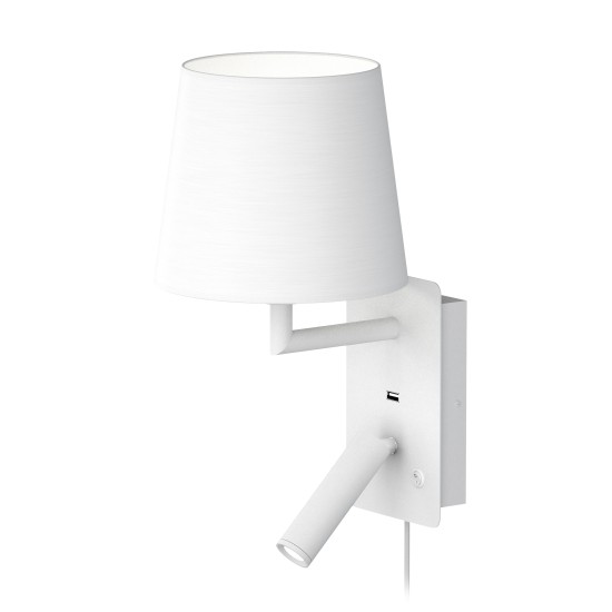 Dalhem USB hotel wall light white 34cm