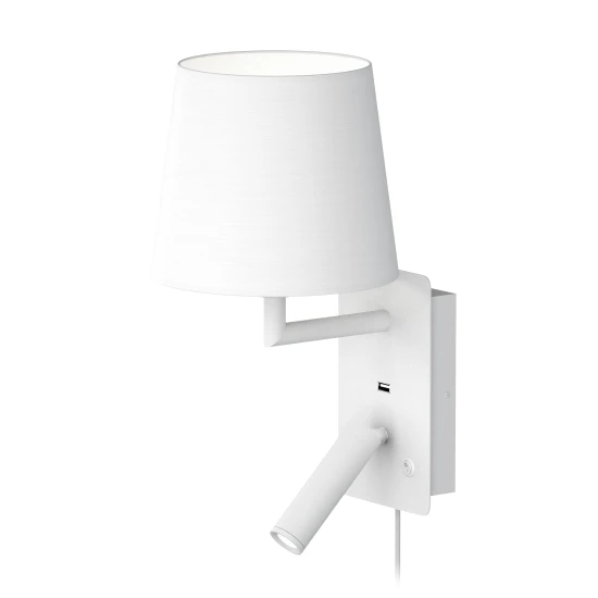 Dalhem USB hotell vägglampa vit 34cm Dalhem USB hotell vägglampa vit 34cm