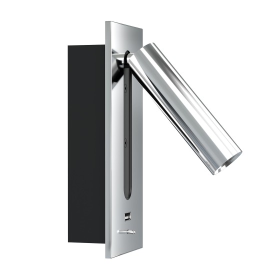 Lunda USB hotell vägglampa krom 18cm