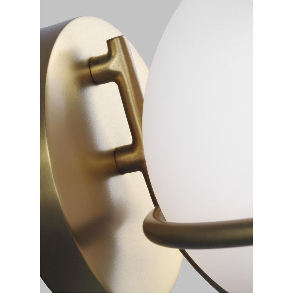 Apollo 1-Lt Wall Lamp Burnished Brass/White 17.1cm Quintesse Lighting Apollo 1-Lt Wall Lamp Burnished Brass/White 17.1cm
