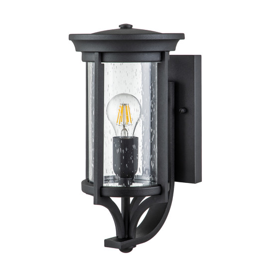 Merrill 1-Lt Outdoor Wall Light Black/Clear 38.8cm IP44 Merrill 1-Lt Outdoor Wall Light Black/Clear 38.8cm IP44