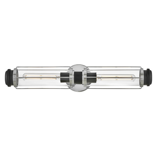 Masthead 2-Lt Bathroom Wall Light Polished Chrome/Black 61cm IP44 Masthead 2-Lt Bathroom Wall Light Polished Chrome/Black 61cm IP44