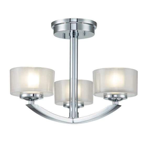 Meridian 3-lt taklampa polerad krom/glas 40,6cm