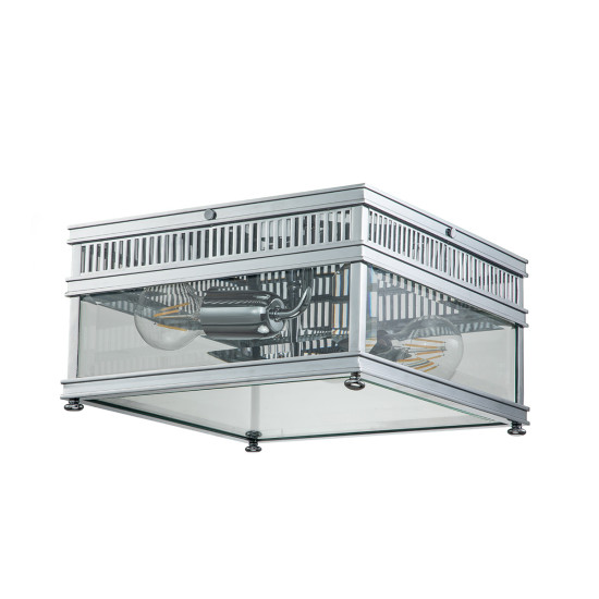 Holborn 2-ljus plafond i polerat krom/klar 30 cm IP44 Holborn 2-ljus plafond i polerat krom/klar 30 cm IP44
