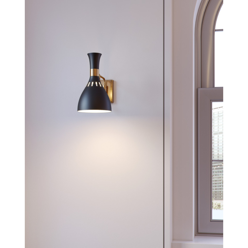 Joan Vägglampa Svart/Mässing 27,3cm