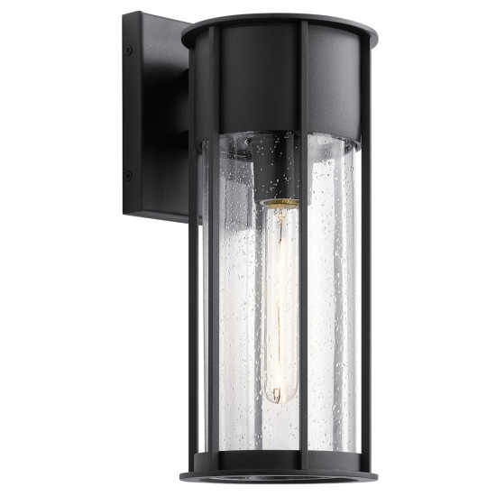 Camillo 1-Lt Medium Outdoor Wall Light Textured Black/Clear 37.5cm IP44 Camillo 1-Lt Medium Outdoor Wall Light Textured Black/Clear 37.5cm IP44