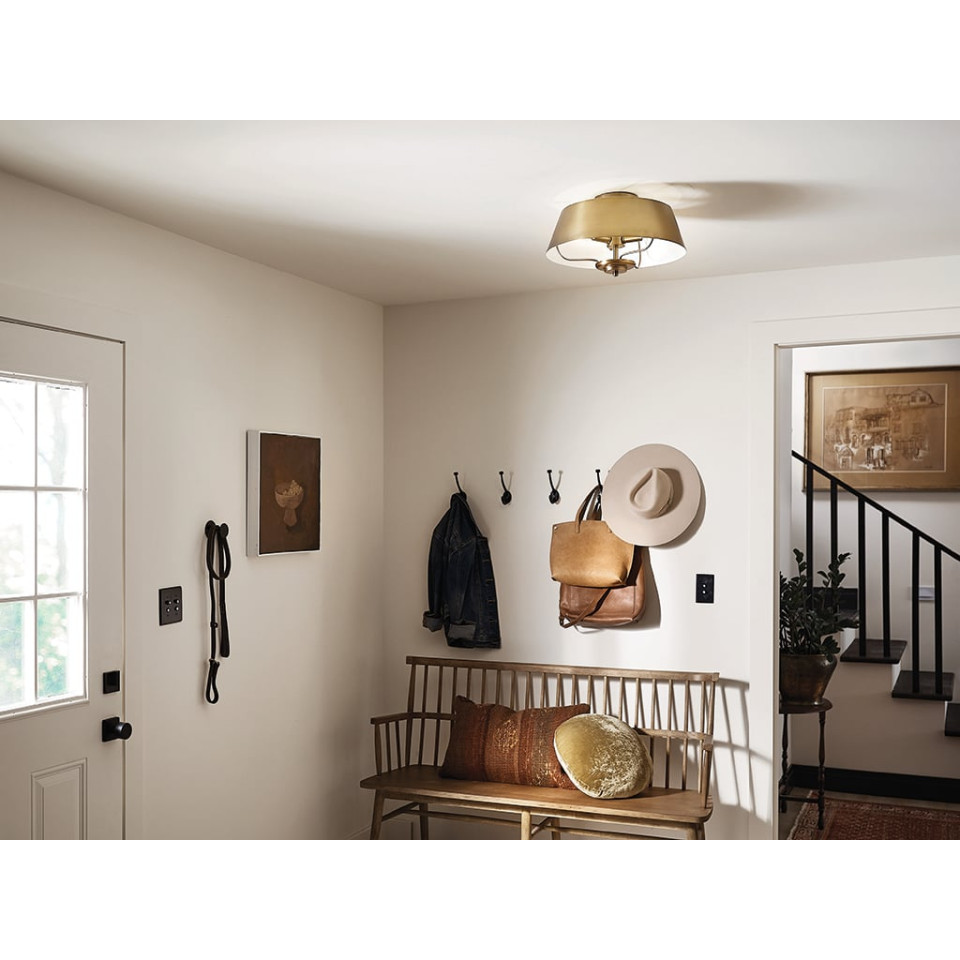 Luella 3-Lt Duo-Mount Ceiling Light Brushed Natural Brass 40.6cm