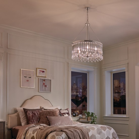 Piper 6-Lt rund ljuskrona polerad krom/kristall 61 cm