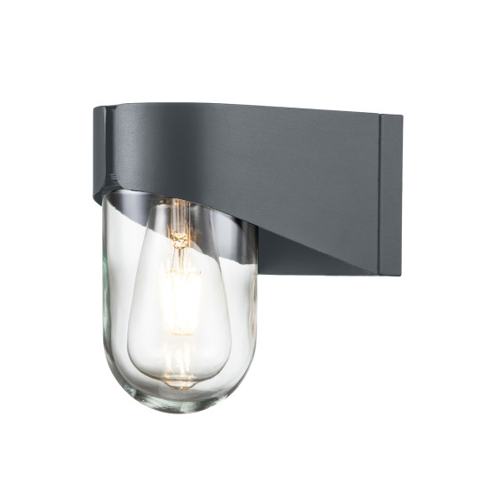 Porto 1-Lt Outdoor Wall Light Grey/Clear 18.8cm