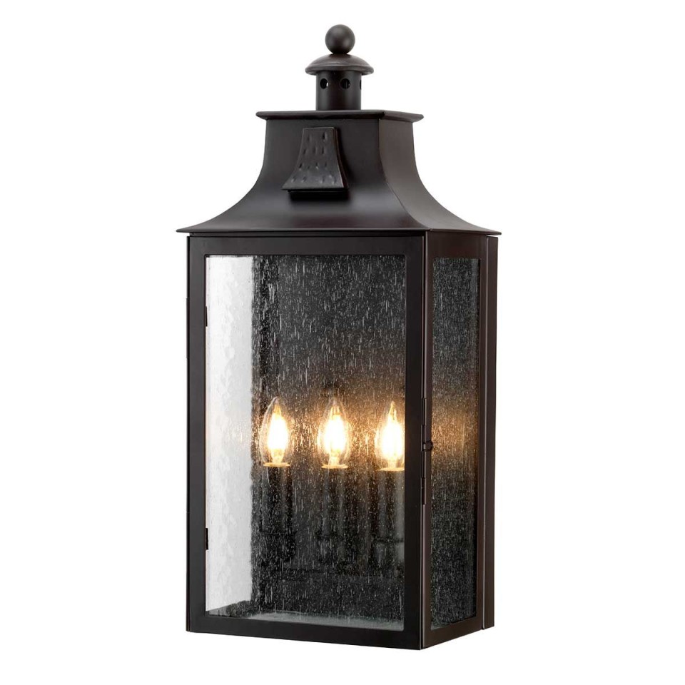Balmoral 3-Lt Outdoor Wall Light Old Bronze/Glass 61.5cm IP44