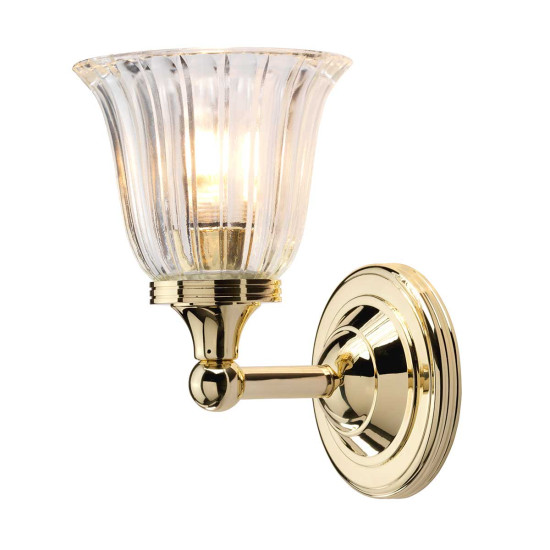 Austen 1-lt vägglampa i polerad mässing/glas 21,7cm IP44 Austen 1-lt vägglampa i polerad mässing/glas 21,7cm IP44