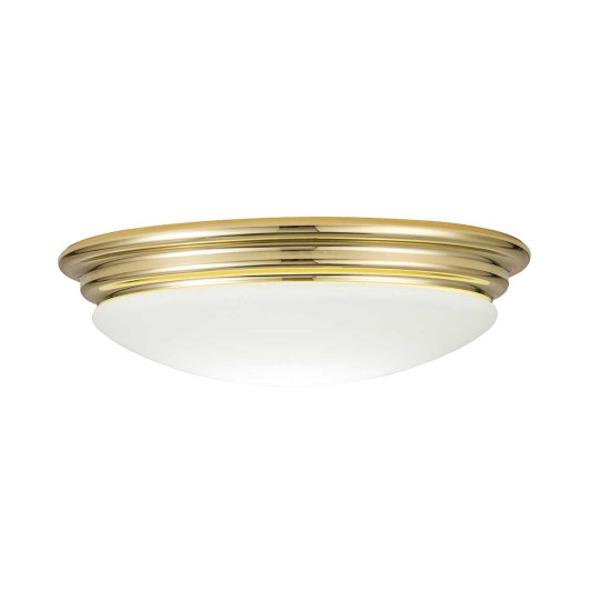 Brompton 1-lt plafond i polerad mässing/vit 35,6cm IP44 Brompton 1-lt plafond i polerad mässing/vit 35,6cm IP44