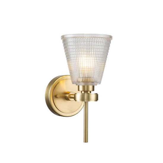 Gunnislake 1-ljus vägglampa borstad mässing/glas 20-26cm IP44