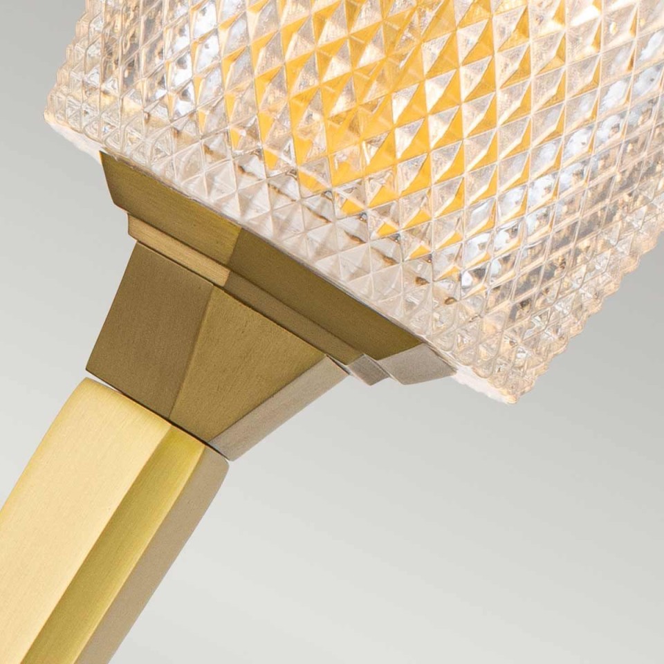 Verity 1-ljus vägglampa borstad mässing/klart glas 50,6cm IP44