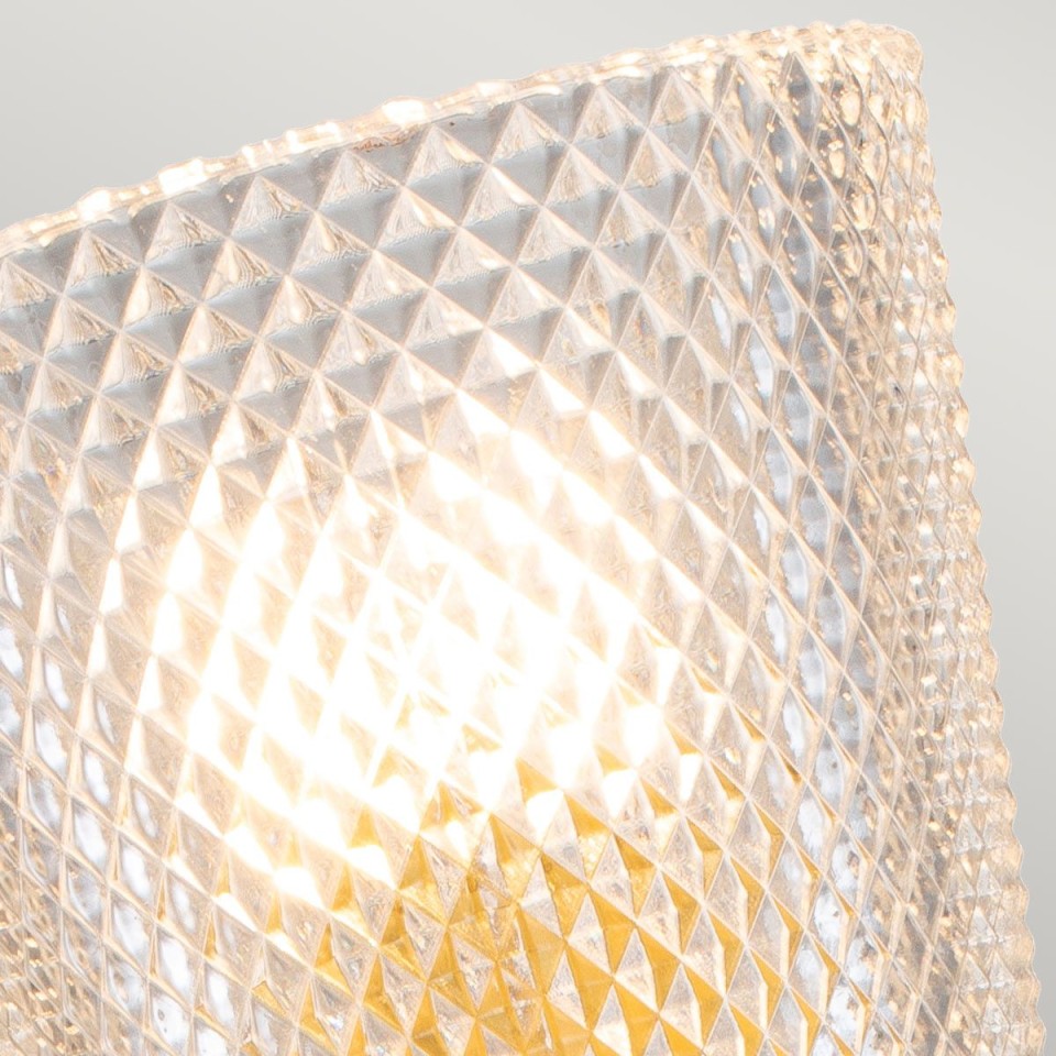 Verity 1-ljus vägglampa borstad mässing/klart glas 50,6cm IP44