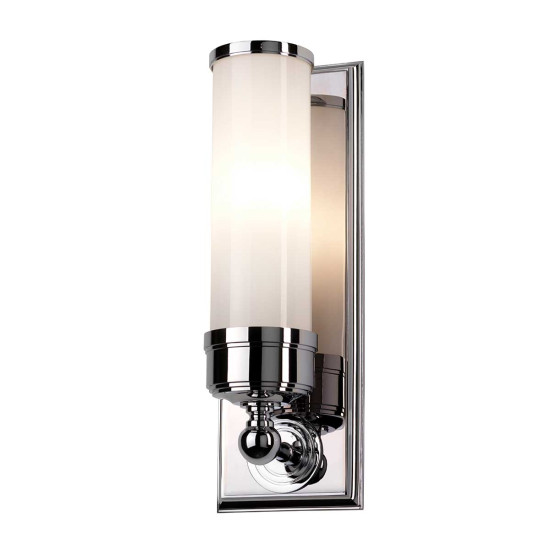 Worcester 1-Lt Wall Light Polished Chrome/White 36cm IP44 Worcester 1-Lt Wall Light Polished Chrome/White 36cm IP44