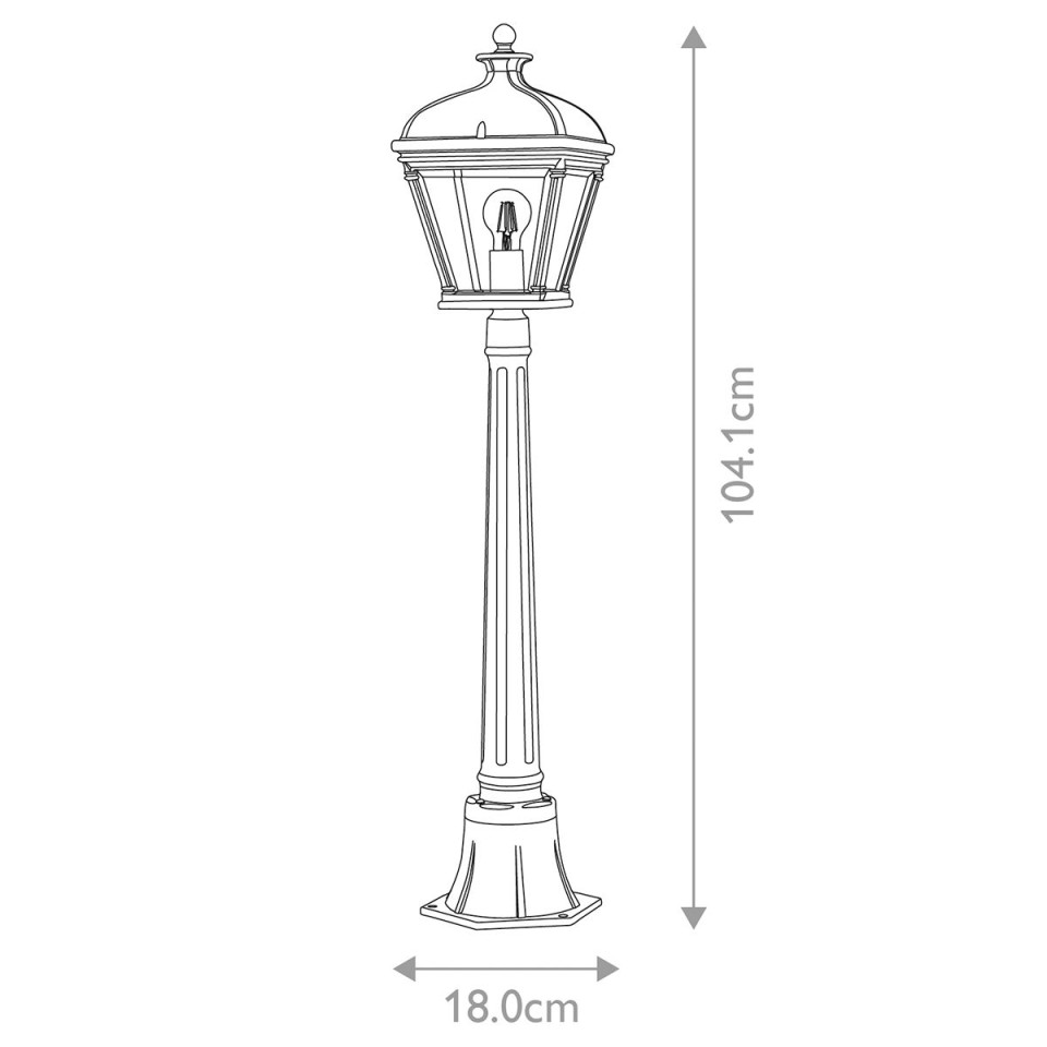 Bayview 1-ljus medium utomhuspelare ljus svart/klar 104.1 cm IP44
