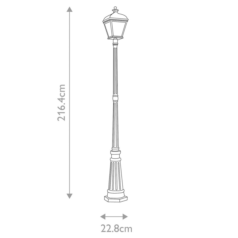 Bayview 1-ljus utomhus lyktstolpe svart/klar 216.4 cm IP44